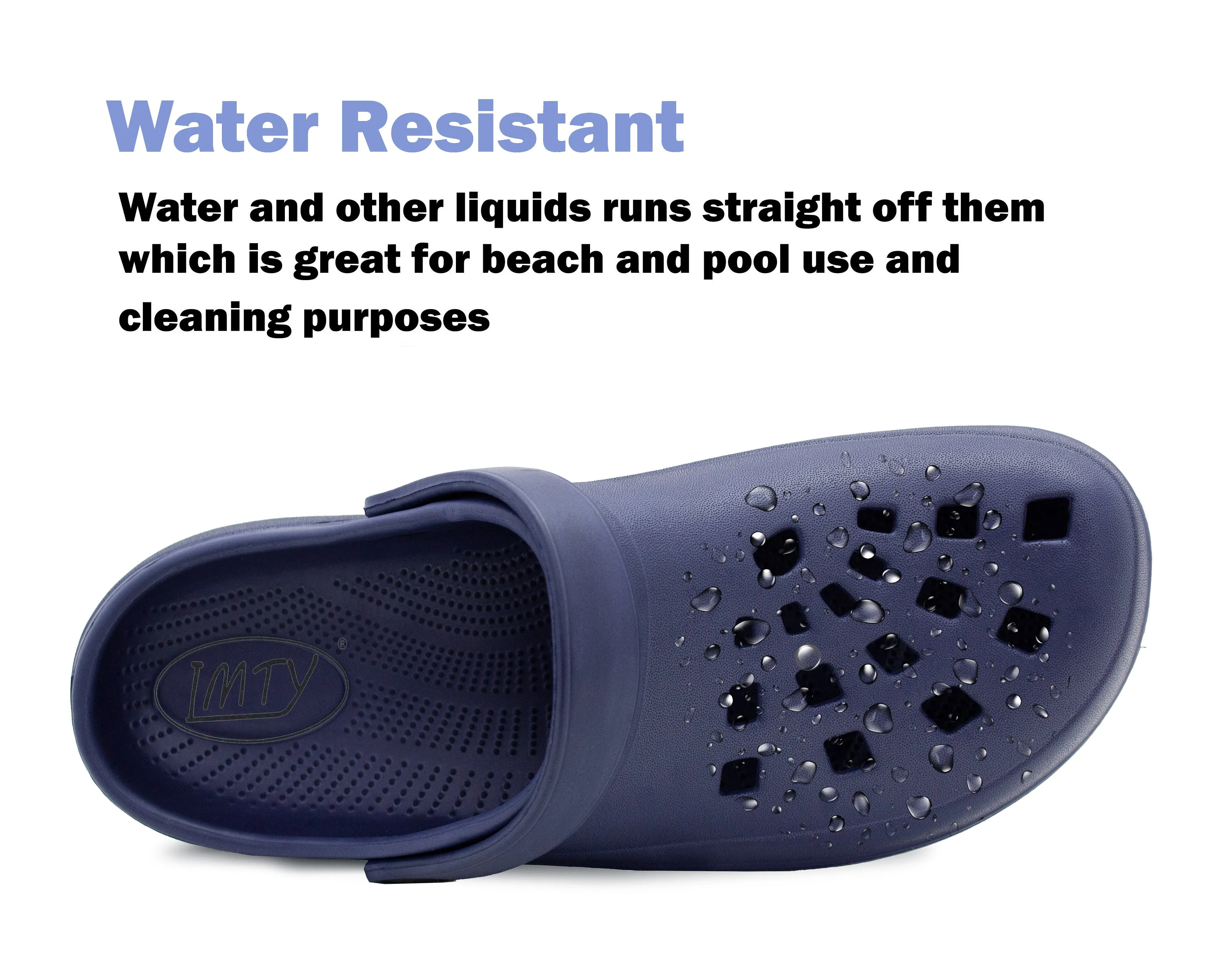 Mens Clogs Navy Lightweight EVA Garden Breathable Slip On Beach Hospital Nurse Kitchen Water Shoes Mules House Shoes Sandals