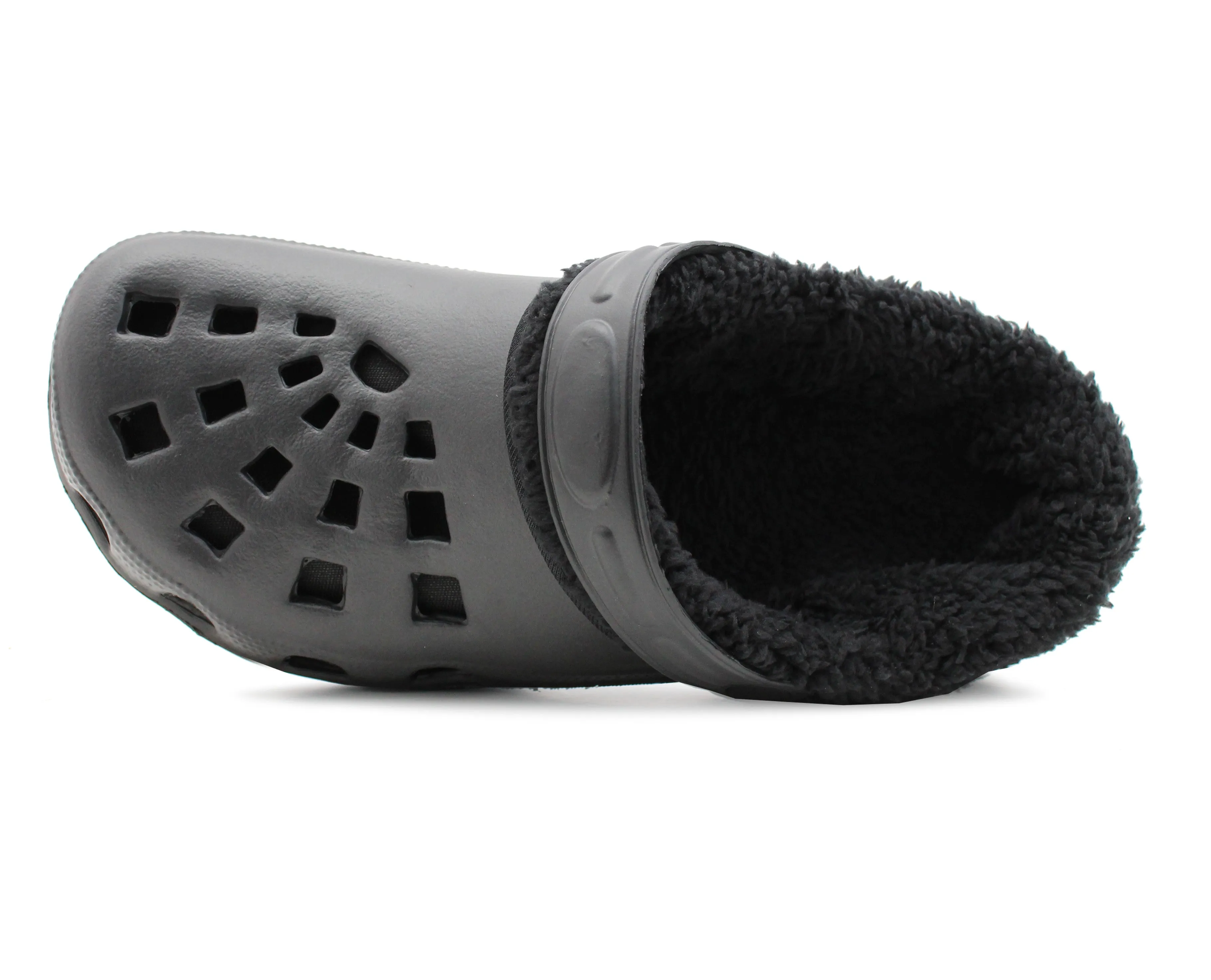 Mens Clogs Warm Fur Lined Thermal Black Garden Clogs Slip On Lightweight EVA Slippers Indoor House Shoes Shower Sandals