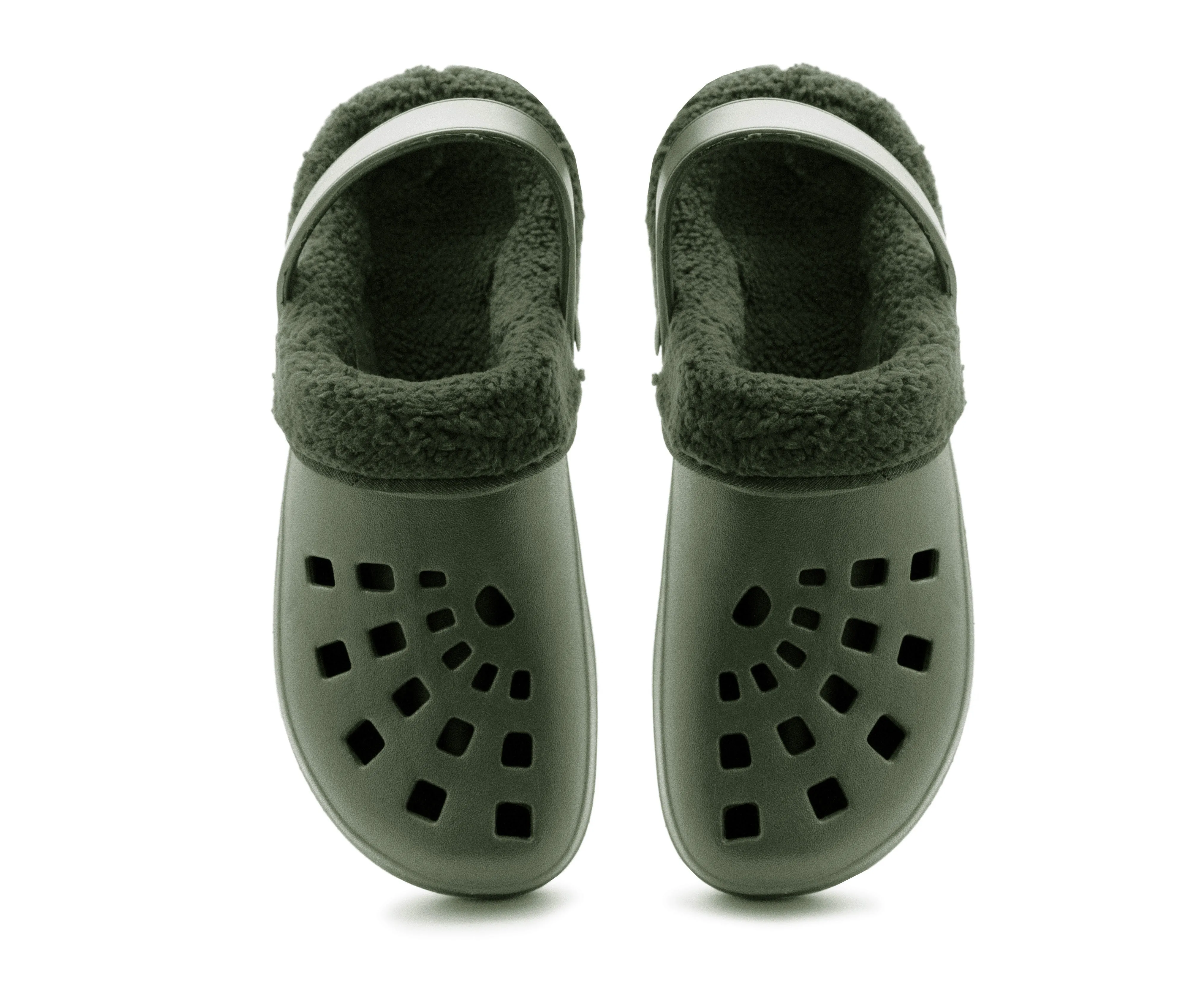 Mens Clogs Warm Fur Lined Thermal Garden Khaki Clogs Slip On Lightweight EVA Slippers Indoor House Shoes Shower Sandals