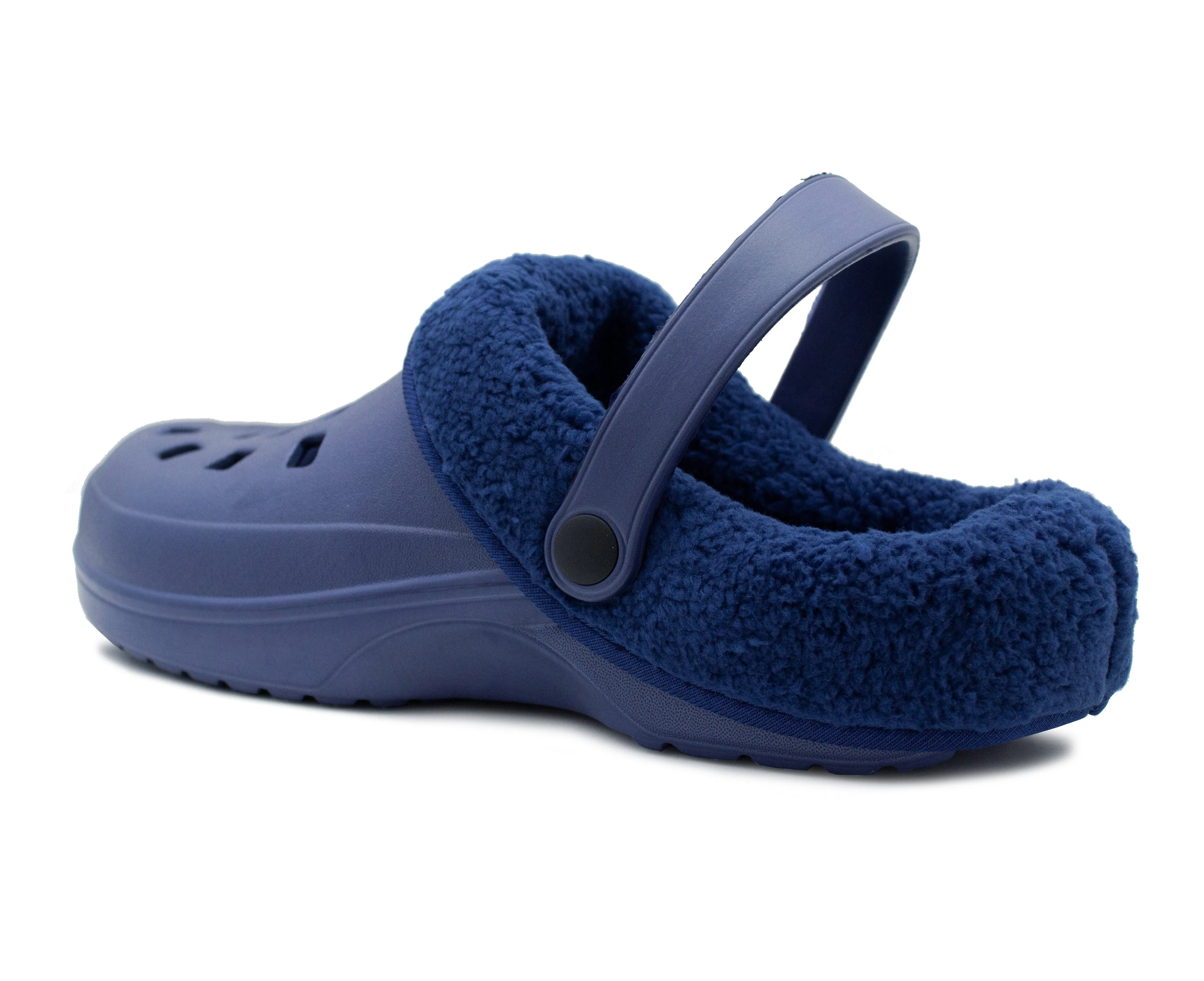 Mens Clogs Warm Fur Lined Thermal Garden Navy Clogs Slip On Lightweight EVA Slippers Indoor House Shoes Shower Sandals
