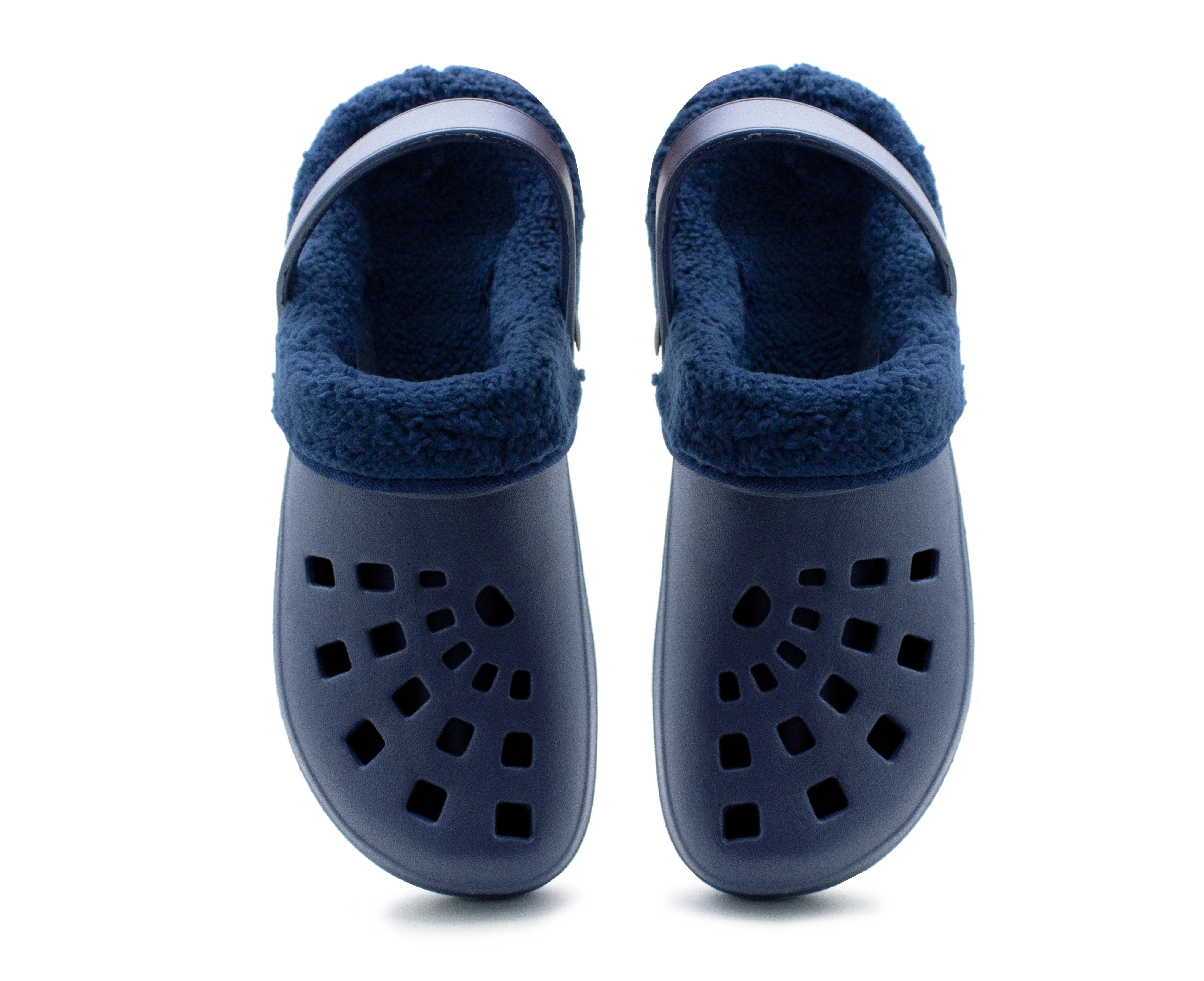 Mens Clogs Warm Fur Lined Thermal Garden Navy Clogs Slip On Lightweight EVA Slippers Indoor House Shoes Shower Sandals