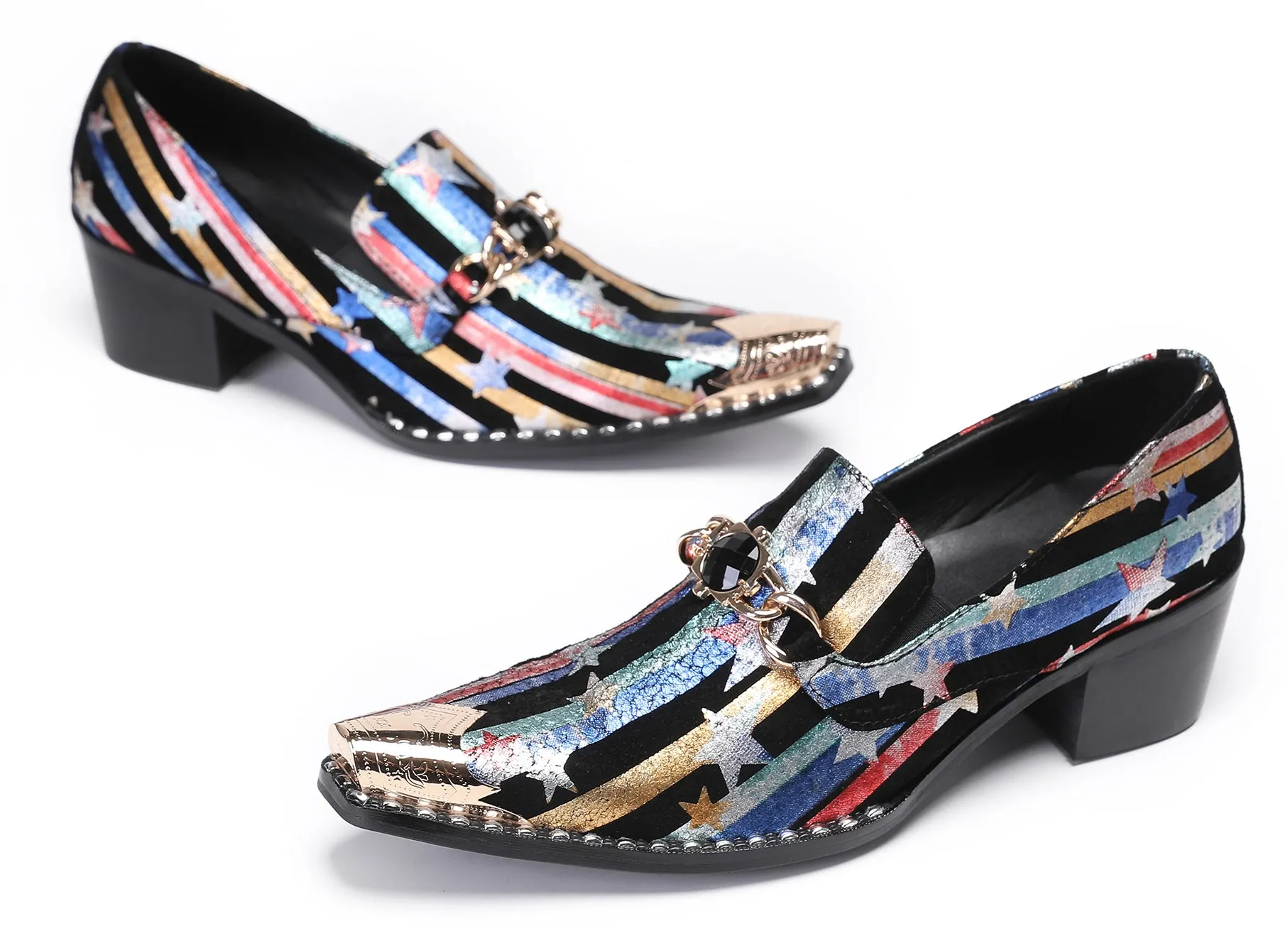 Mens Disco Party Casual Western Loafers