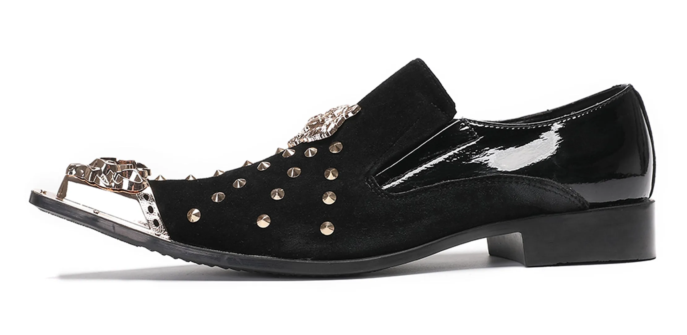 Mens Gold Beads Party Casual Suede Loafers
