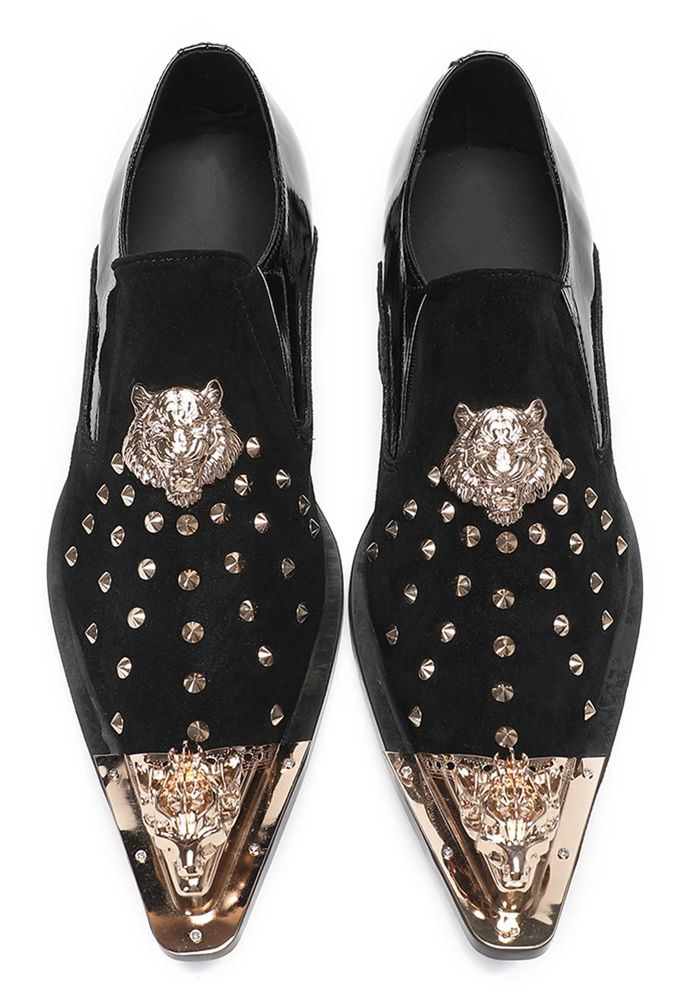 Mens Gold Beads Party Casual Suede Loafers