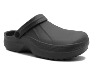 Mens Lightweight EVA Clogs Slip On Adjustable Strap Garden Summer Beach Hospital Nurse Kitchen Water Shoes Sandals in Black