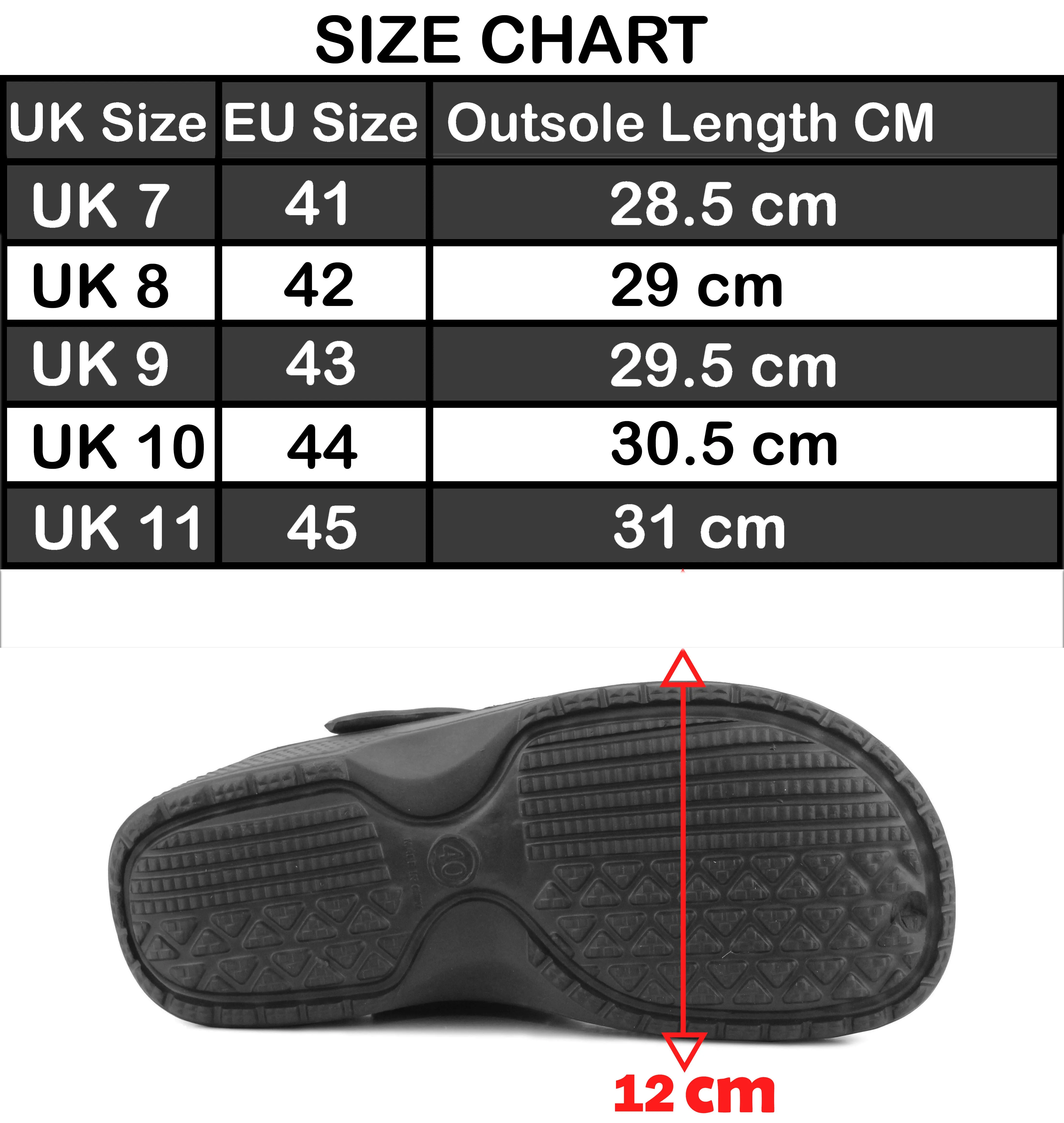 Mens Lightweight EVA Clogs Slip On Adjustable Strap Garden Summer Beach Hospital Nurse Kitchen Water Shoes Sandals in Black