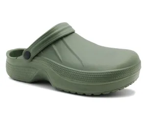 Mens Lightweight EVA Clogs Slip On Adjustable Strap Garden Summer Beach Hospital Nurse Kitchen Water Shoes Sandals in Green