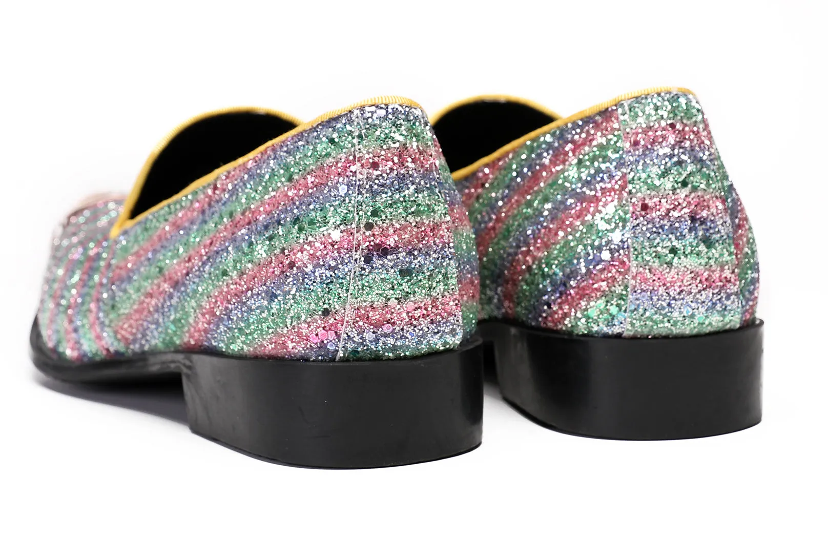Mens Metal Tip Casual Glitter Western Loafers