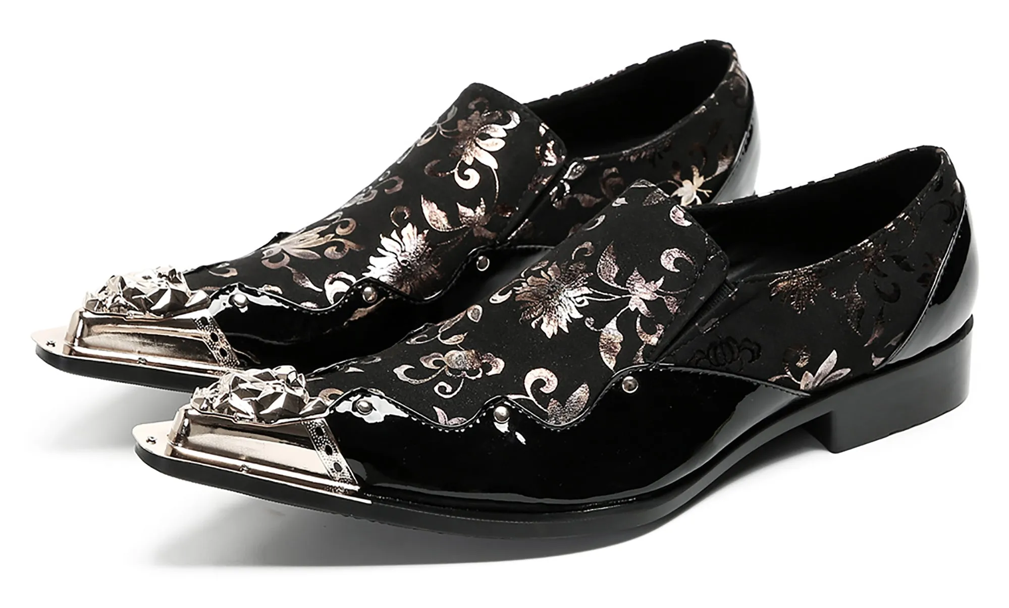 Mens Metal Tip Party Casual Western Loafers
