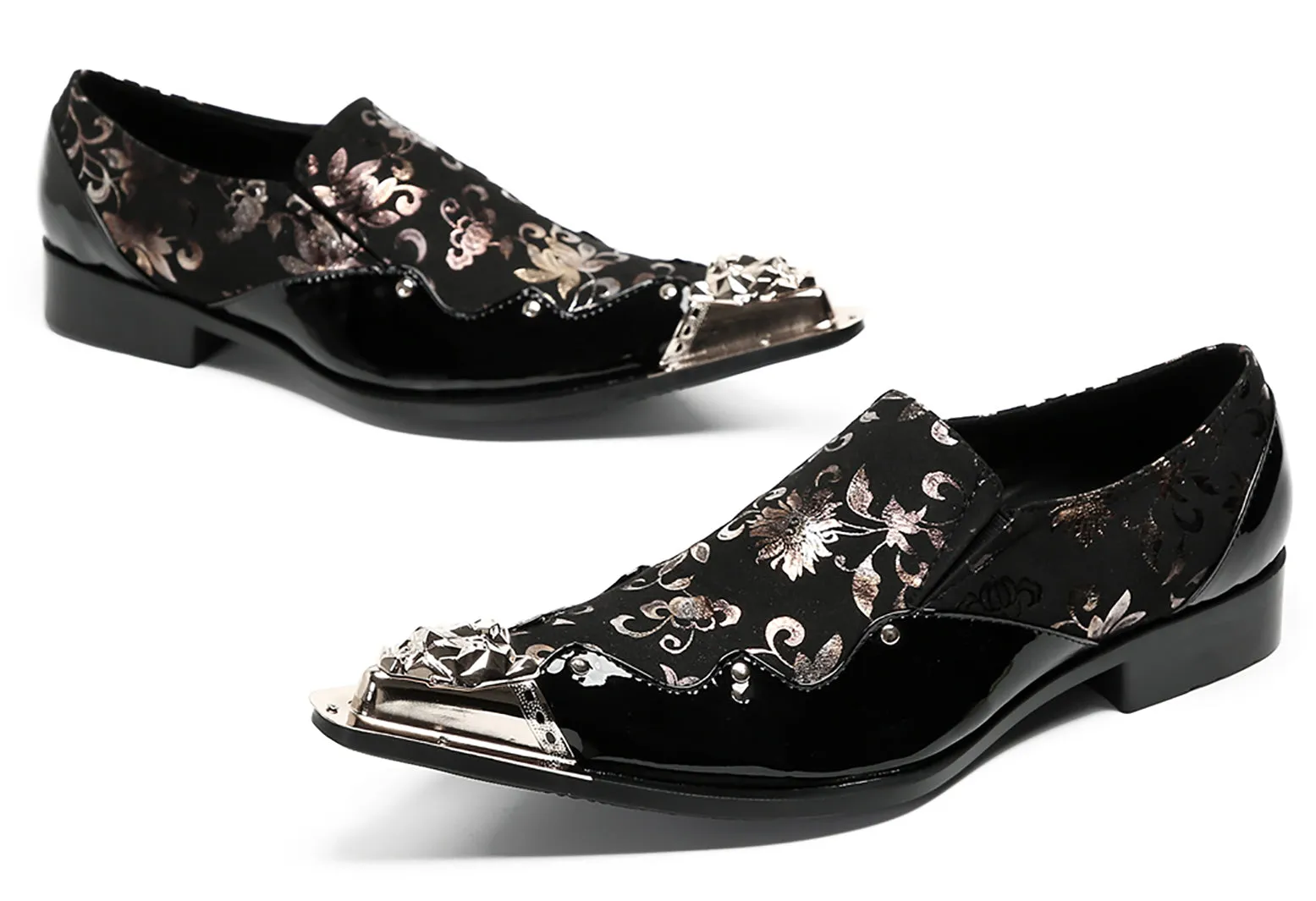 Mens Metal Tip Party Casual Western Loafers