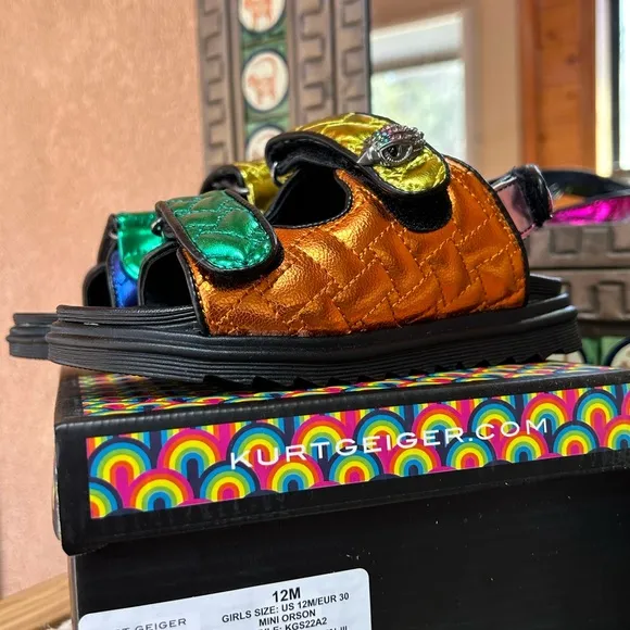 Metallic Quilted Rainbow Orson Sandals Kurt Geiger Kids Girls 12
