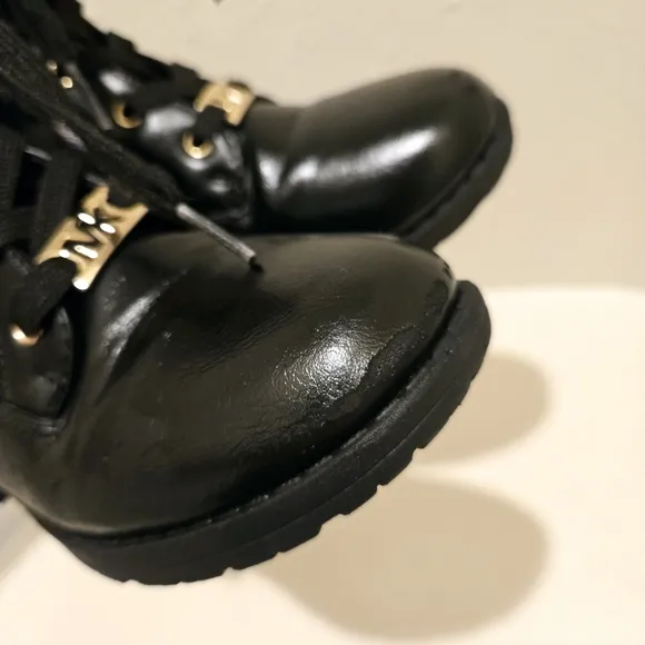 Michael Kors Kids Girls Signature Vegan Leather Black Boots Size 13