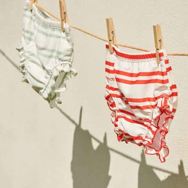 Mila Stripe Baby Swim Pants (Creme De La Creme/Dusty Mint)