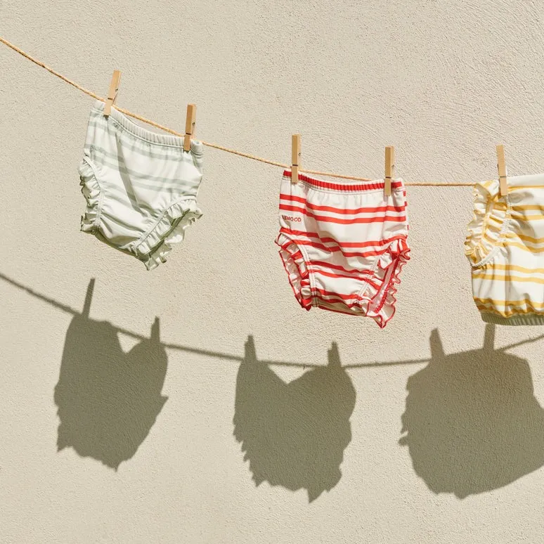 Mila Stripe Baby Swim Pants (Creme De La Creme/Dusty Mint)