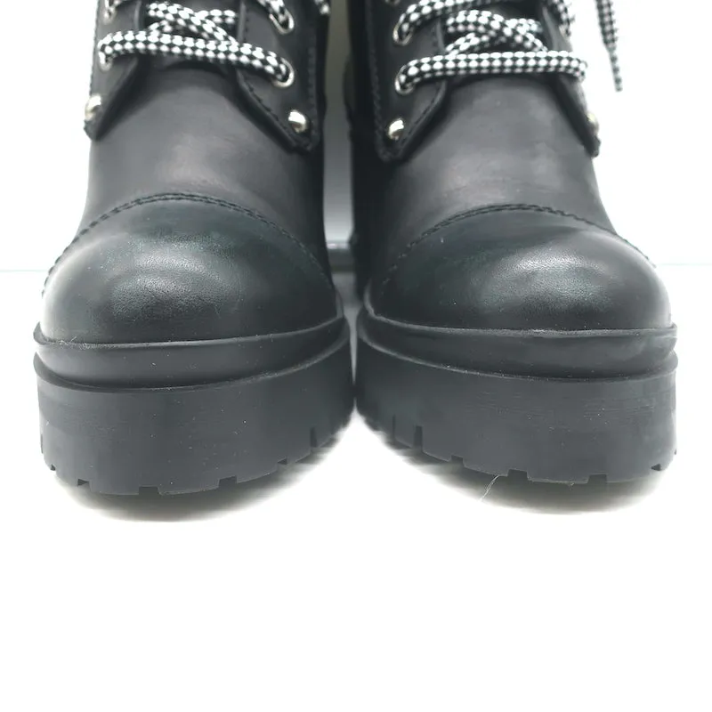 Miu Miu Nevermind Crystal-Embellished Combat Boots Black Leather Size 35.5