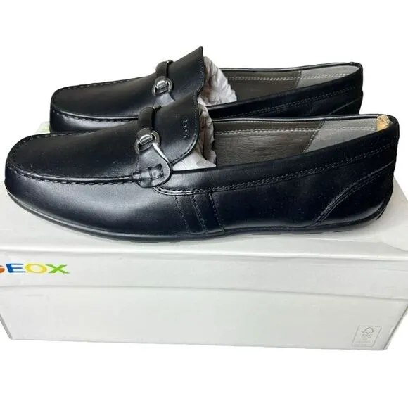 NEW Geox Boys' Penny Loafers Black Size 41C EU / 7C US (Big Kid)