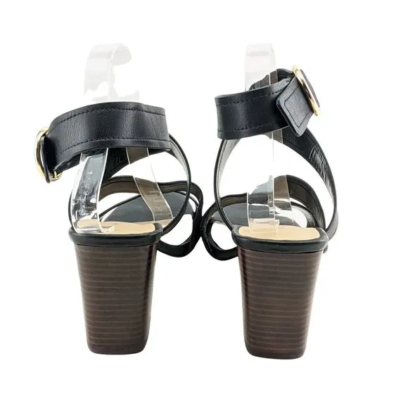 NEW Via Spiga Elianna Leather Black Criss-Cross Sandals SZ 9.5