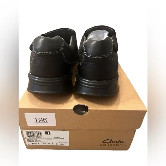 NIB Clarks Men’s Cotrell Black Oily Leather Loafers in size 15