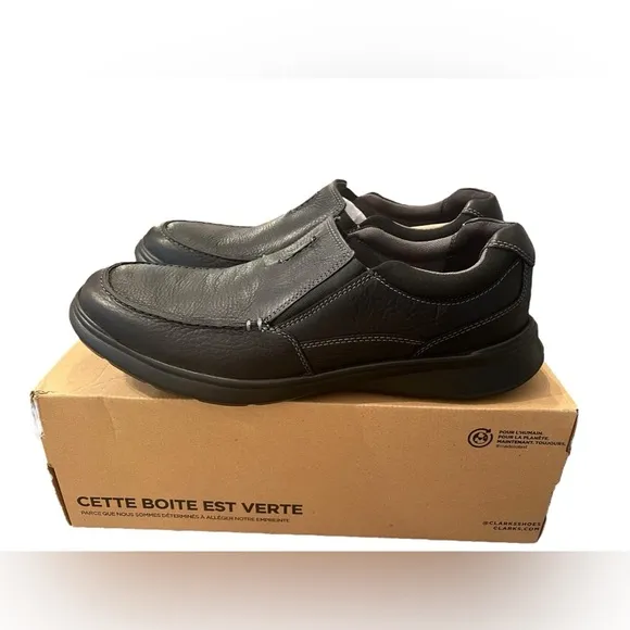 NIB Clarks Men’s Cotrell Black Oily Leather Loafers in size 15