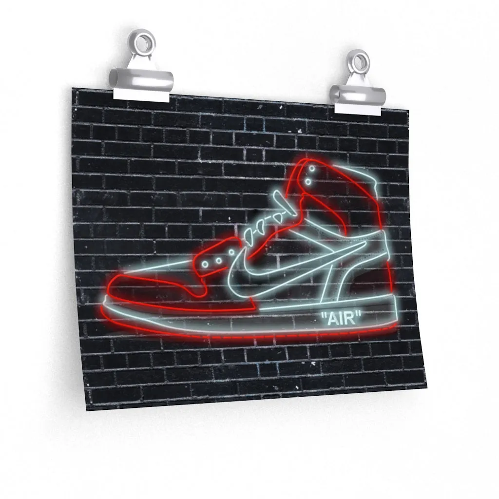 Nike Air Jordans Neon Sneakers Poster - Michael Jordan Wall Art Shoe Art with Nike Sneakers