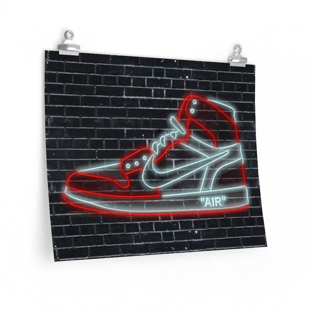 Nike Air Jordans Neon Sneakers Poster - Michael Jordan Wall Art Shoe Art with Nike Sneakers