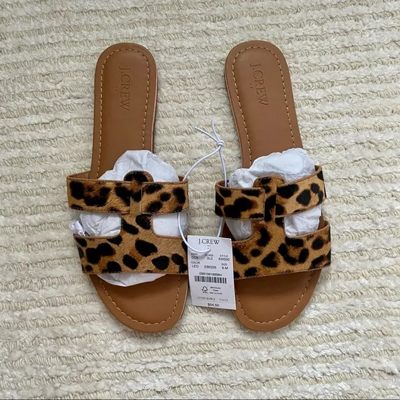 NWT J. Crew calf hair beachside slide sandals