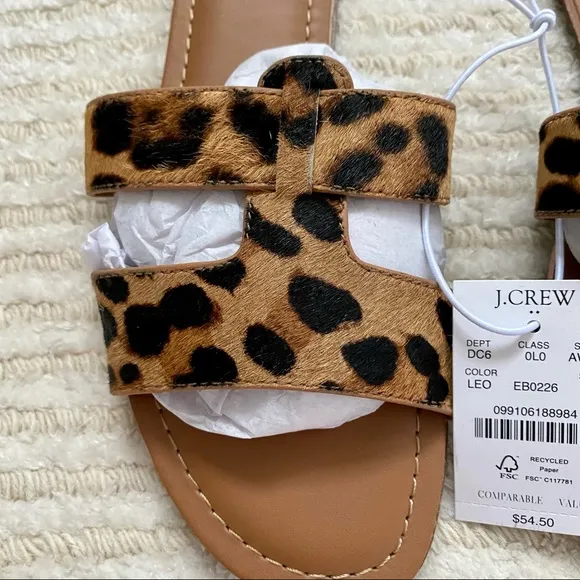 NWT J. Crew calf hair beachside slide sandals