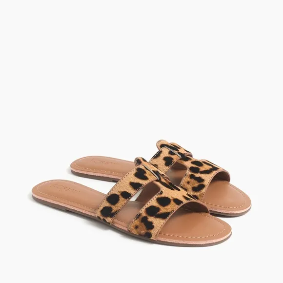 NWT J. Crew calf hair beachside slide sandals