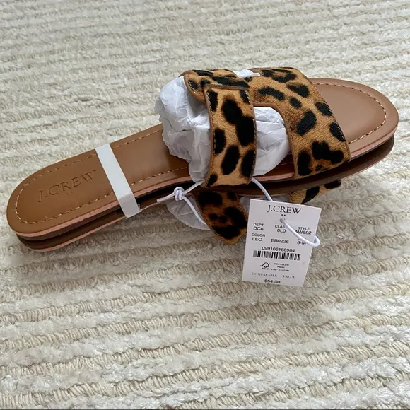 NWT J. Crew calf hair beachside slide sandals