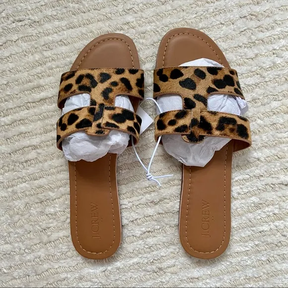 NWT J. Crew calf hair beachside slide sandals