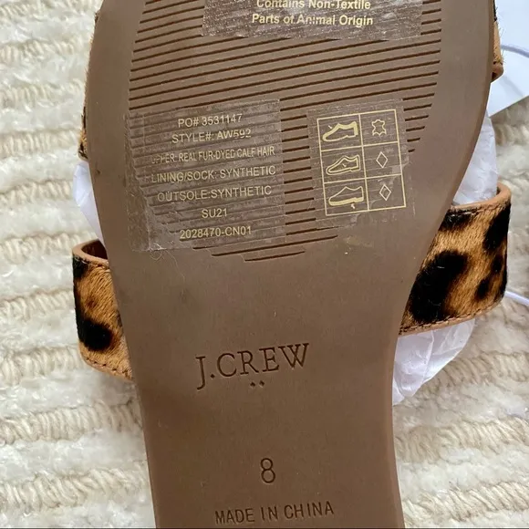 NWT J. Crew calf hair beachside slide sandals