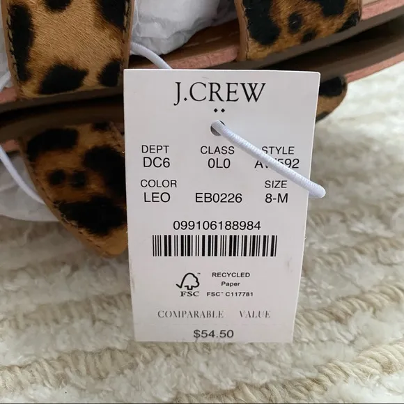 NWT J. Crew calf hair beachside slide sandals