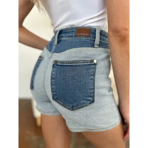 NWT Judy Blue Color Block Denim Shorts, Sizes S - 3X