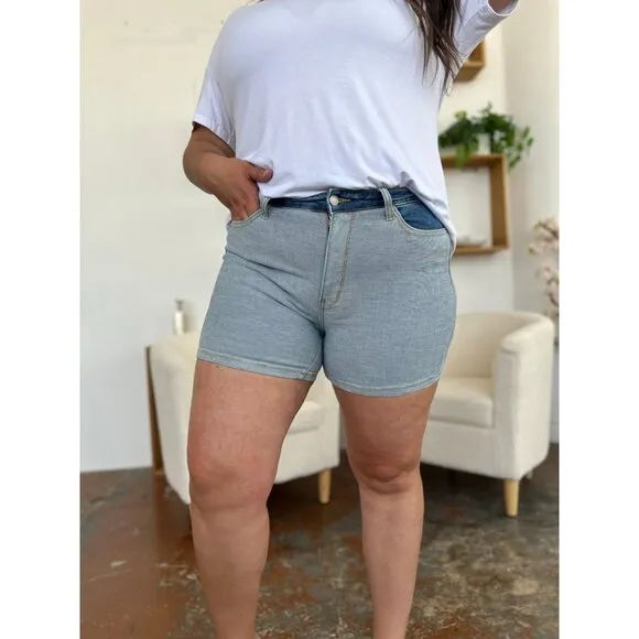 NWT Judy Blue Color Block Denim Shorts, Sizes S - 3X