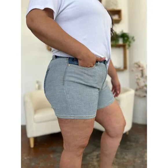 NWT Judy Blue Color Block Denim Shorts, Sizes S - 3X