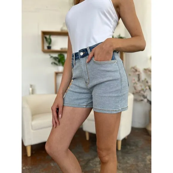 NWT Judy Blue Color Block Denim Shorts, Sizes S - 3X