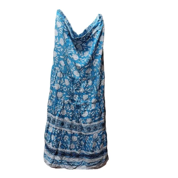 NWT Monsoon ARTISAN STUDIO Woodblock Print Skirt Blue