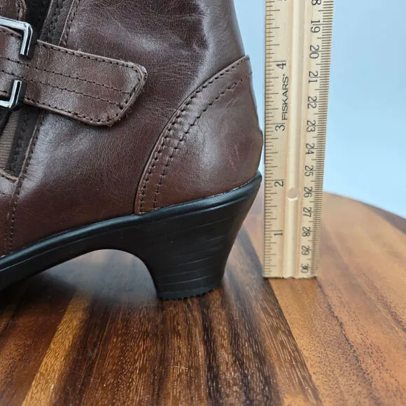 Orthofeet Bioheels Emma Boots Women's 9 B Brown Leather Orthotic Heeled Booties