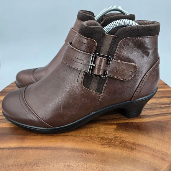 Orthofeet Bioheels Emma Boots Women's 9 B Brown Leather Orthotic Heeled Booties