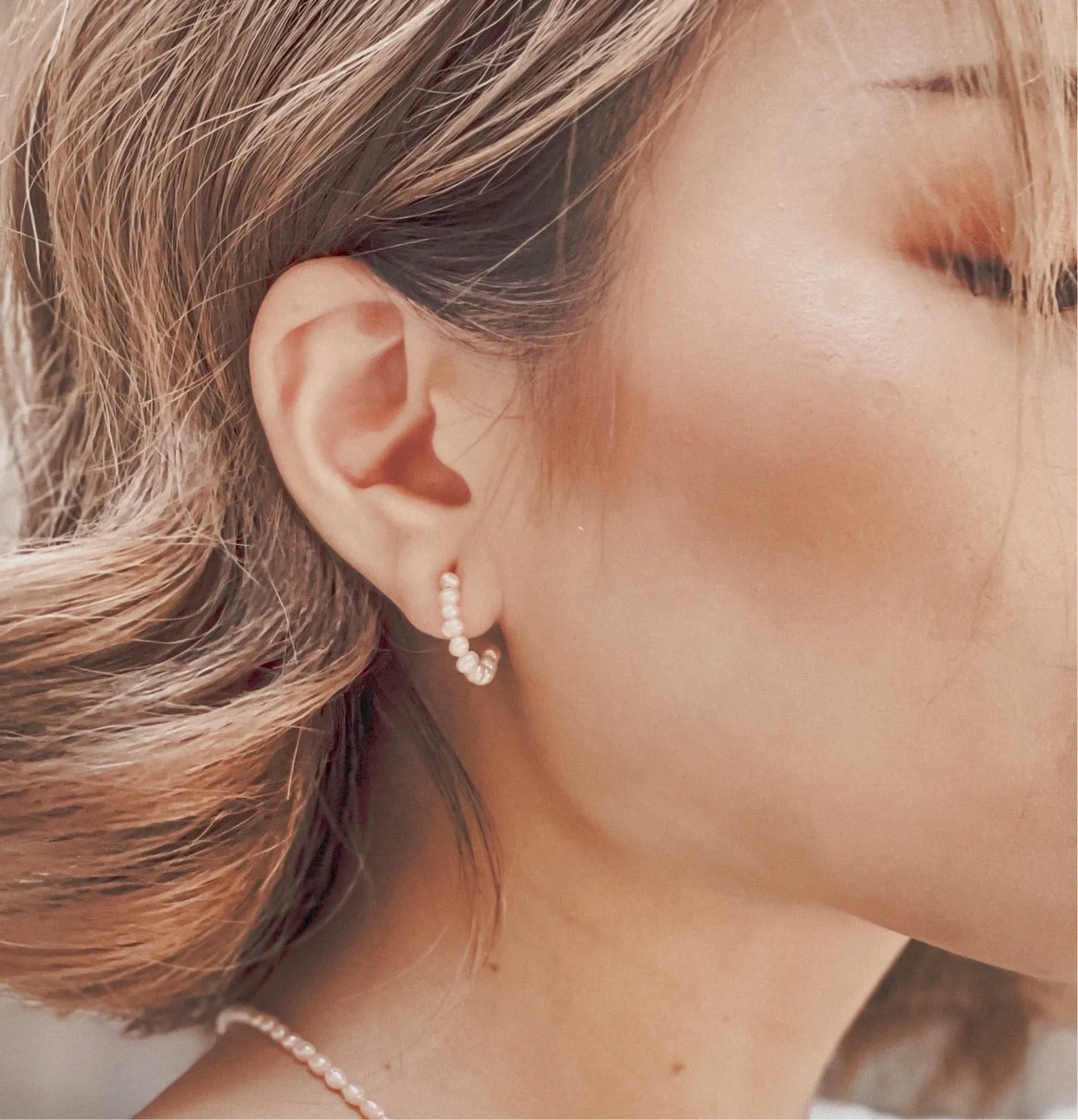Pearl Open Hoop Earrings