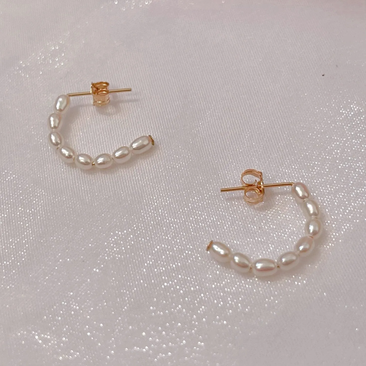 Pearl Open Hoop Earrings