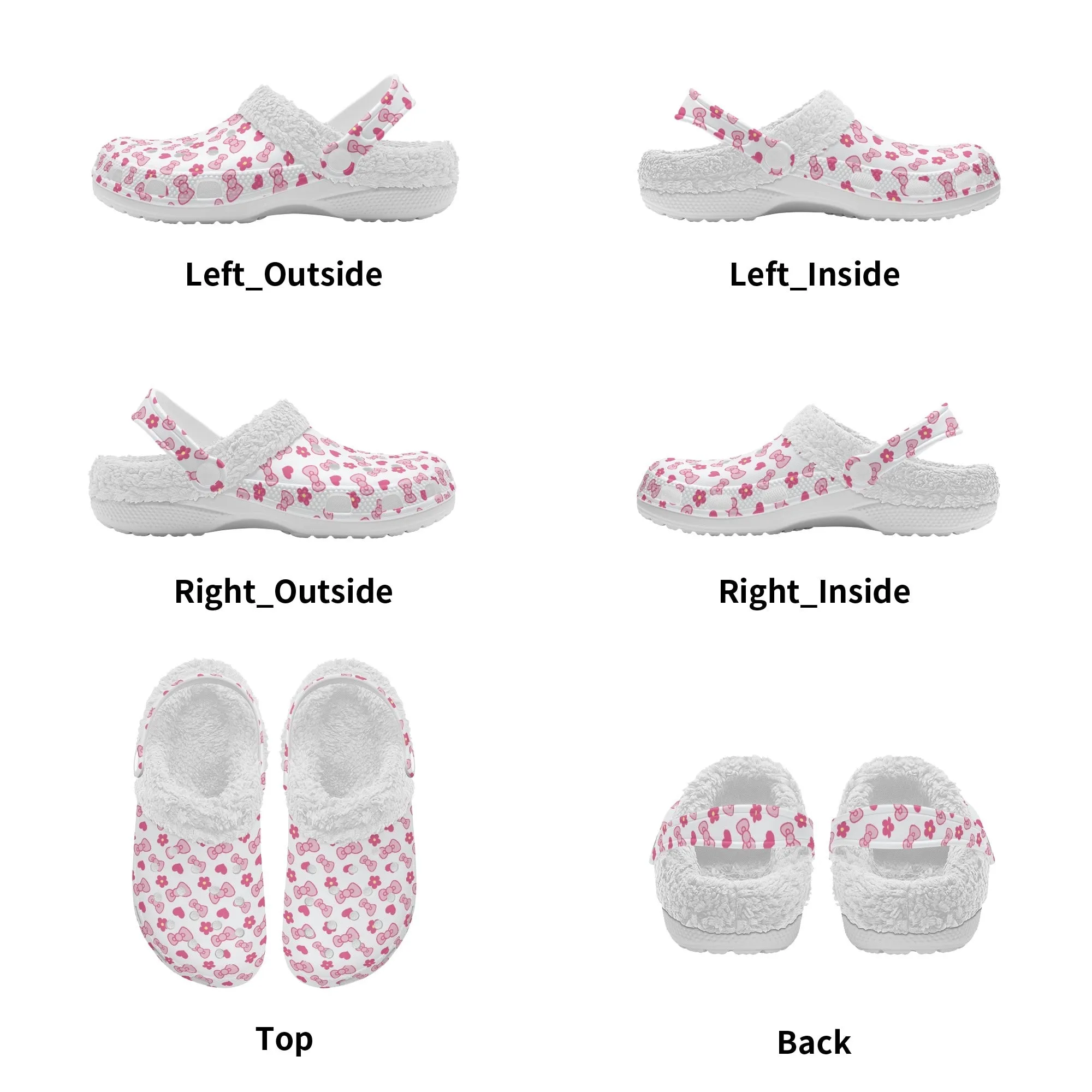 Pink Bows | Unisex Warm Fleece-Lined Clogs - Cozy, Durable & Breathable Indoor/Outdoor Comfort