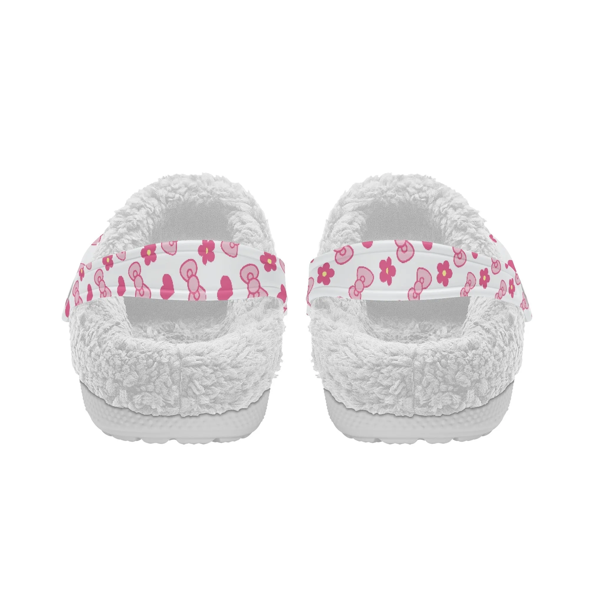 Pink Bows | Unisex Warm Fleece-Lined Clogs - Cozy, Durable & Breathable Indoor/Outdoor Comfort