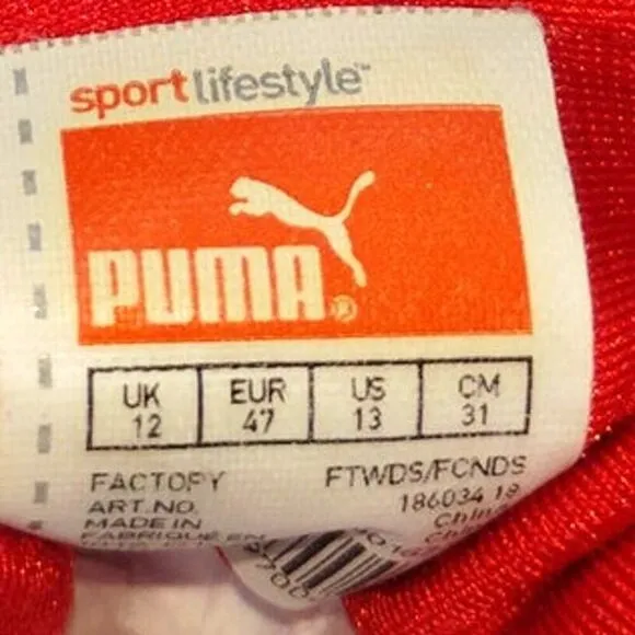 PUMA Sport Lifestyle Mens Pre-owned Red/Blue/Gray Sneakers - sz. 13