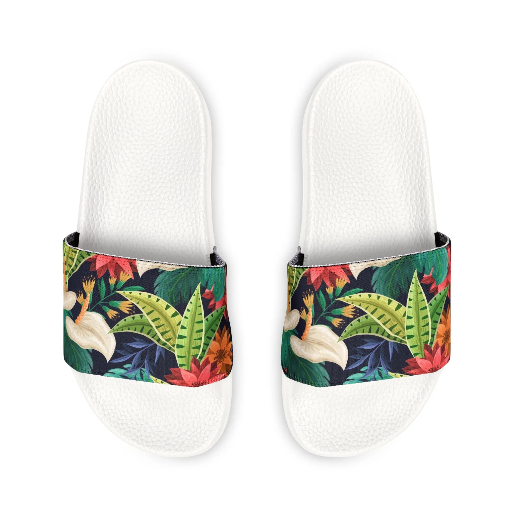 "Nocturnal Blooms: Nighttime Botanical Beauty" Men's Beach Sandals