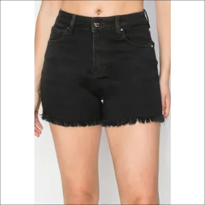 RISEN High Waist Raw Hem Denim Shorts