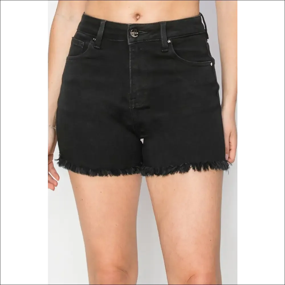 RISEN High Waist Raw Hem Denim Shorts