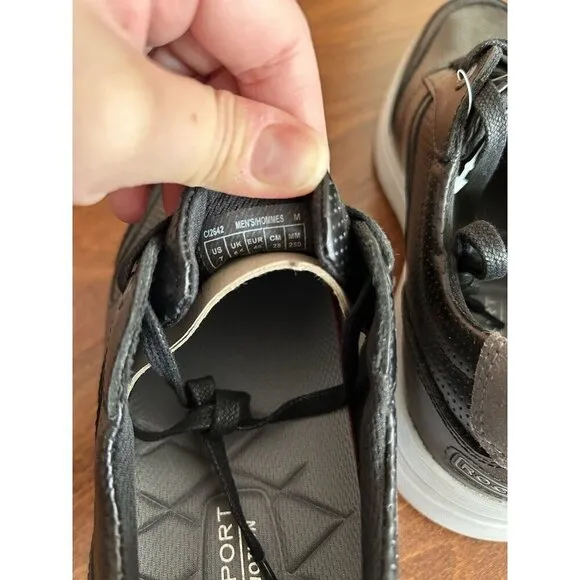 Rockport Leather Sport Sneakers Shoes Mens NEW US 7 M Lace Up Casual Black