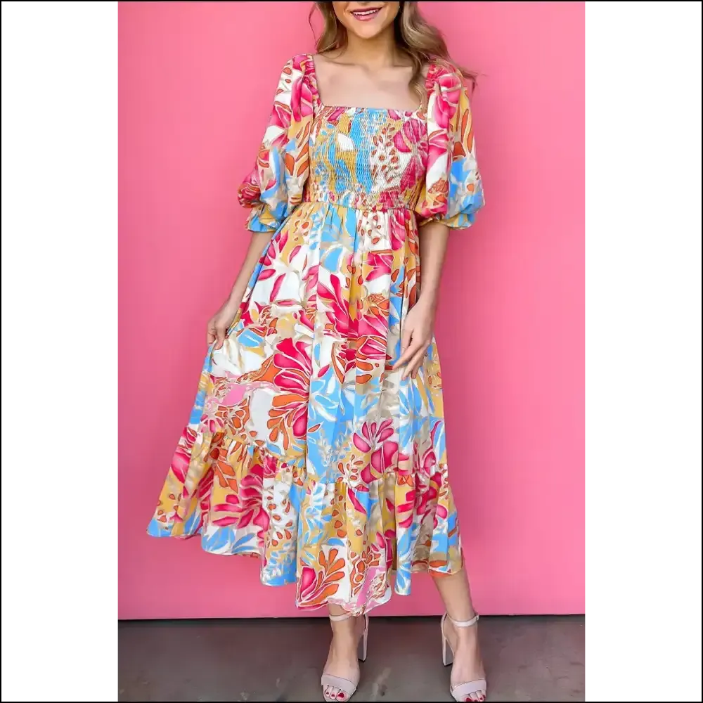 Rose Red Tropical Dress: Smockin Hot, not Chokin on Style 🔥