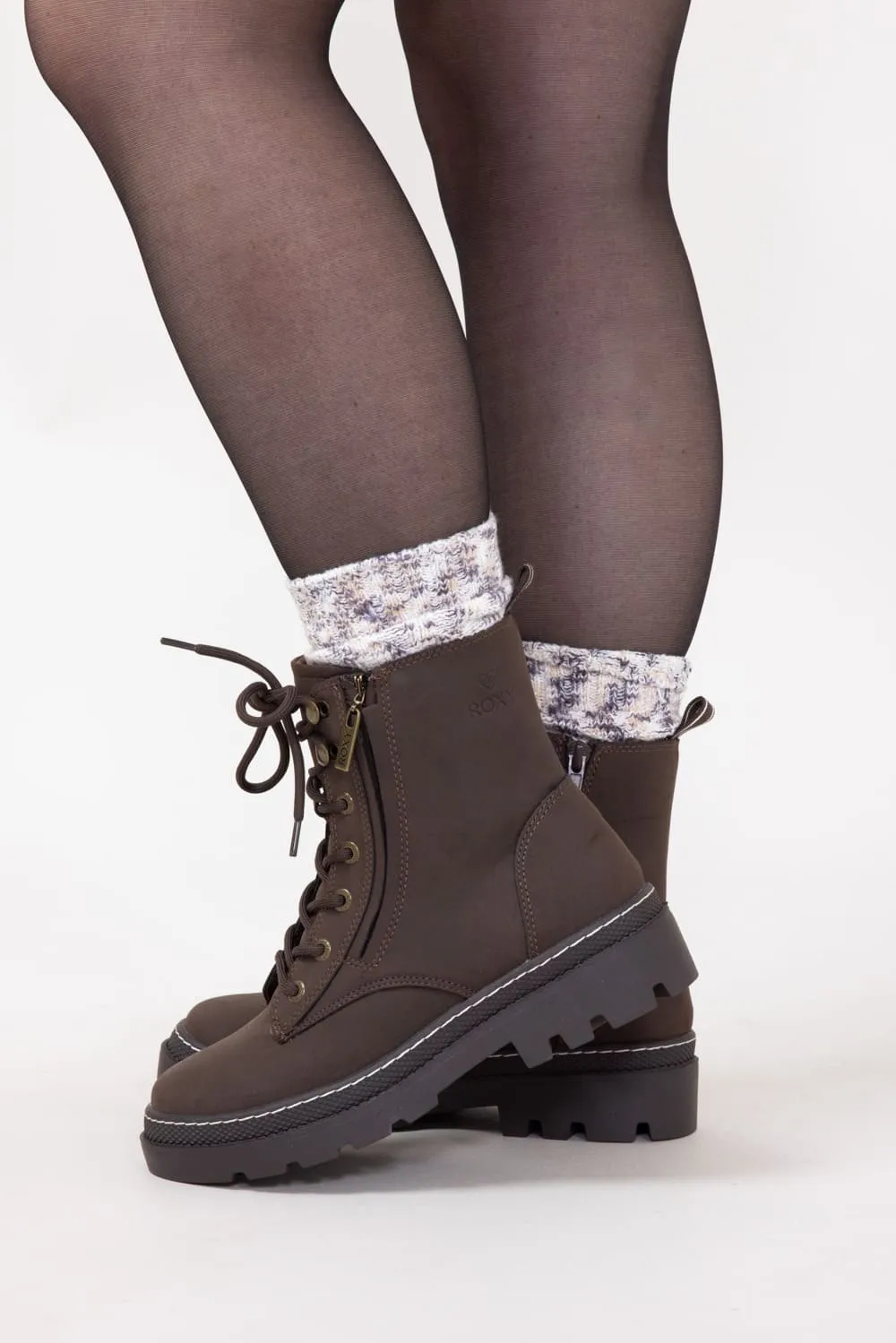 Roxy Briar Combat Booties for Women in Dark Brown | 13863920-201